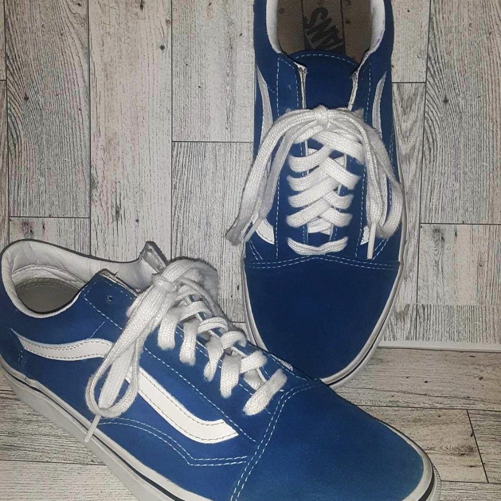 Old Skool Blue Suede Vans Sizes M-9/ W-10.5